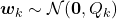 \[\boldsymbol w_k \sim \mathcal N(\boldsymbol 0, Q_k)\]