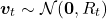 \[\boldsymbol v_t \sim \mathcal N(\boldsymbol 0, R_t)\]